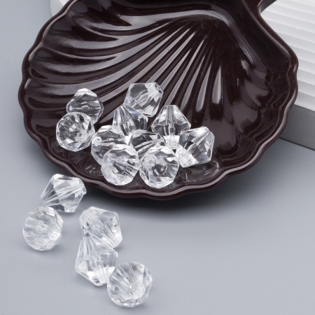 4850 Бусины пластиковые, акрил, прозрач. в цвете, граненый биконус, 16мм, 25гр, Astra&Craft (1 прозрачный)