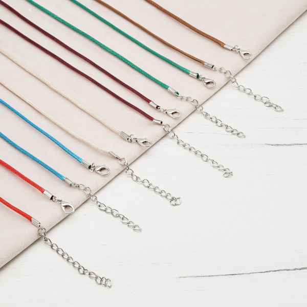 Набор вощеных шнурков для кулонов и подвесок с замком 45см, d-2мм, 6шт, красно-зеленый, Astra&Craft