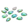 ХК009НН712 Хрустальные стразы пришивные формы 'капля', зеленый с синим покрытием AB 7х12 мм 10 шт/уп