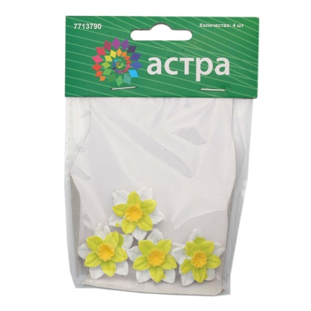 LR15-4621 Декор для рукоделия 'Цветок', бело-желтый, 4 шт/упак