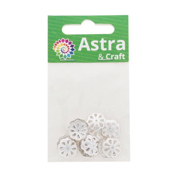 4AR199 Шапочка для бусин, 12мм 30шт/упак, Astra&Craft (Серебро)