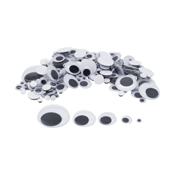 Глазки для игрушек и поделок подвижные самоклеящиеся, диаметр 6-35мм, набор 200шт, Astra&Craft