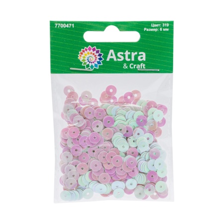 Пайетки плоские, 6 мм, упак./10 гр., Astra&Craft (319 перламутр)
