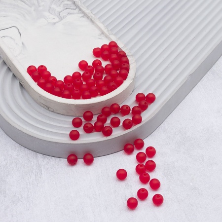 2008 Бусины пластиковые, полупроз., матовые цвет., круглые, 8мм, 20гр,70(+/-5)шт/упак, Astra&Craft (CS049 красный)