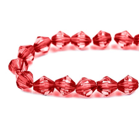 2017 Бусины пластиковые, акрил, прозрач. в цвете, граненый биконус, 8мм, 25гр, Astra&Craft (9 красный)