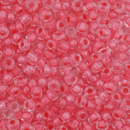 Бисер, (стекло), 11/0, упак./20 гр., Astra&Craft (2204 яр.персиковый/прозр.с цвет.центром(глянцевый))