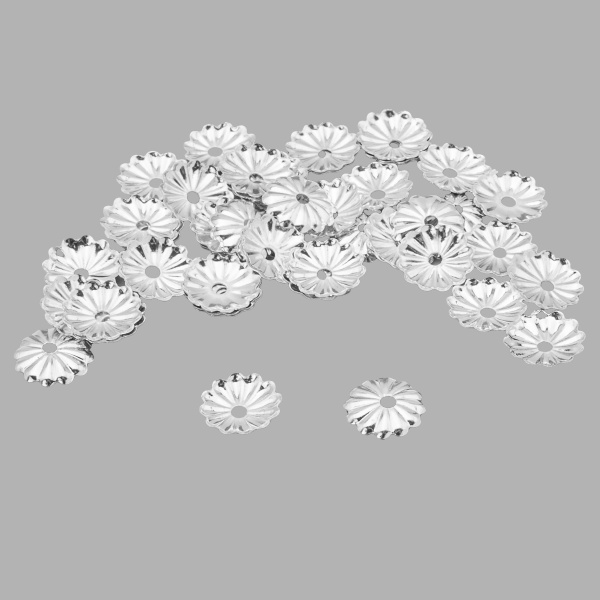 4AR203 Шапочка для бусин, 7(+/-1)мм, 50шт/упак, Astra&Craft (Серебро)
