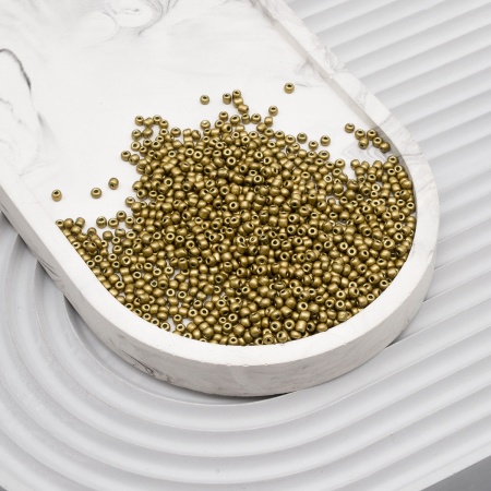 Бисер, (стекло), 11/0, упак./20 гр., Astra&Craft (М913 св. оливковый/непрозрачный, матовый)