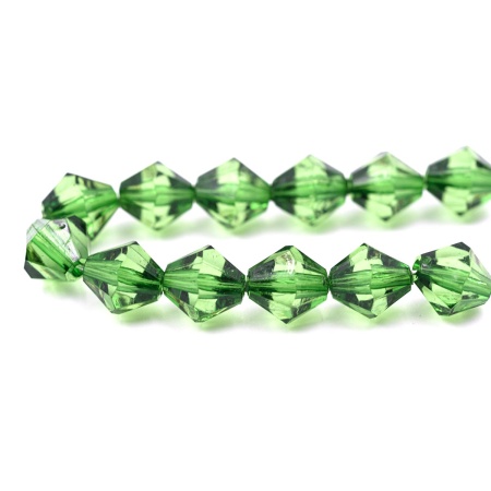 2018 Бусины пластиковые, акрил, прозрач. в цвете, граненый биконус, 10мм, 25гр, Astra&Craft (59 темно-зеленый)