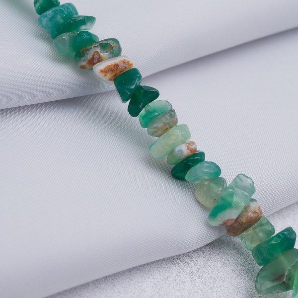 60215 Бусины на нитке 17,5см, зеленый агат, галтовка, 40 (+-5) шт/упак, Astra&Craft
