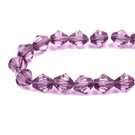 2017 Бусины пластиковые, акрил, прозрач. в цвете, граненый биконус, 8мм, 25гр, Astra&Craft (21 сиреневый)