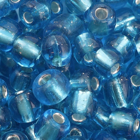 Бисер Astra&Craft 6/0, 15г (23В голубой/прозр.серебрист.центр)