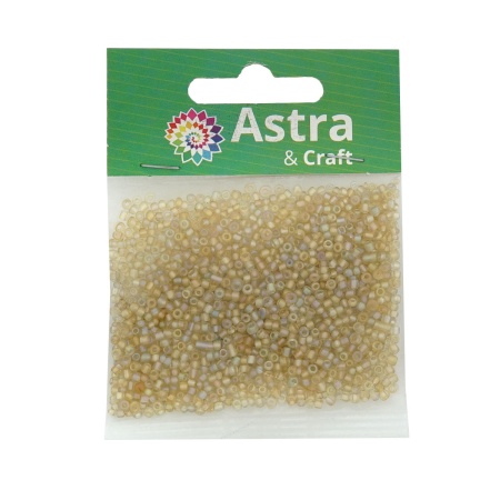 Бисер, (стекло), 11/0, упак./20 гр., Astra&Craft (162 св.золотой/прозр.радужный)