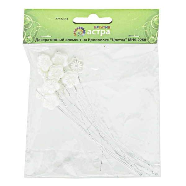 MH9-2260 Декоративный элемент на проволоке Цветок 1,4*1,4см, длина 11см,12шт, Astra&Craft