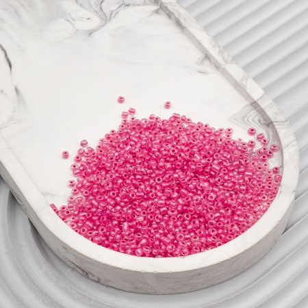 Бисер, (стекло), 11/0, упак./20 гр., Astra&Craft (2203 цикламен/прозр.с цвет.центром (глянцевый))