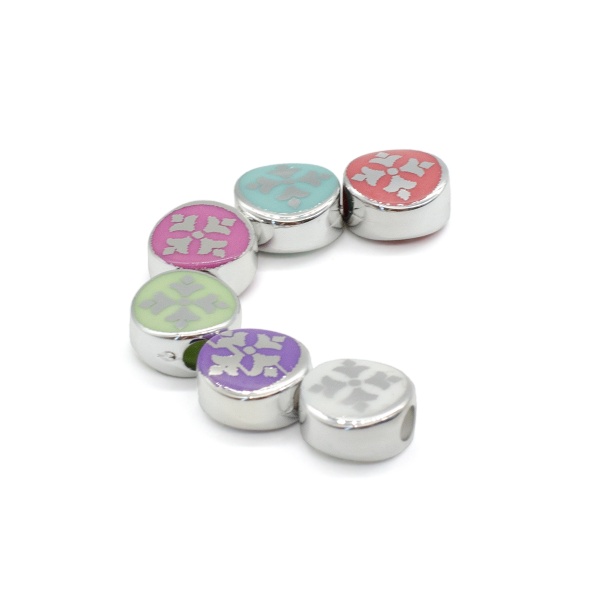 Бусины-шармы металлизированные, пластик, RS-1, 13*7, 6 шт/упак, микс, Astra&Craft