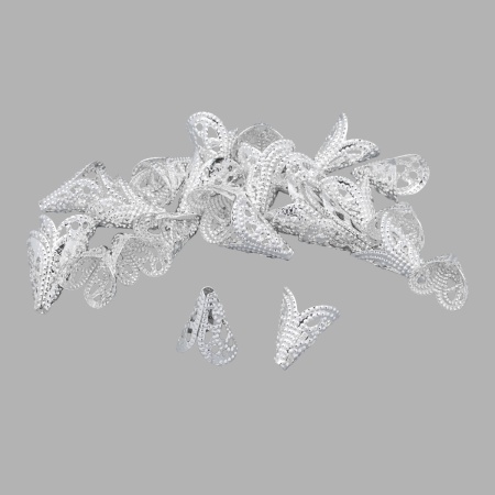 Шапочка для бусин 4AR211, 12мм 30шт/упак, Astra&Craft (Серебро)