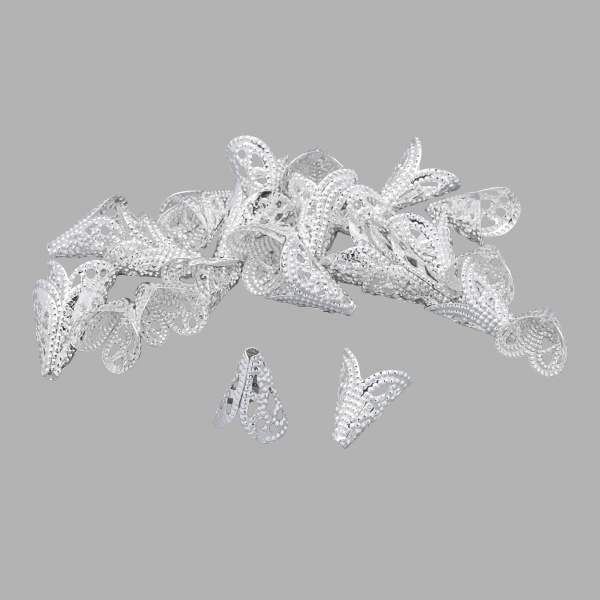 Шапочка для бусин 4AR211, 12мм 30шт/упак, Astra&Craft (Серебро)