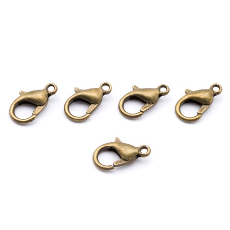 4AR234 Замок для бус карабин 12мм, 5шт/упак, Astra&Craft (Латунь)