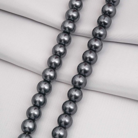 Бусины стеклянные на нитке, 10 мм, длина 40 см, Astra&Craft (SB-27 графит)