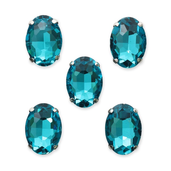 ОЦ010НН1014 Хрустальные стразы в цапах овальной формы, голубой 10х14 мм, 5 шт.