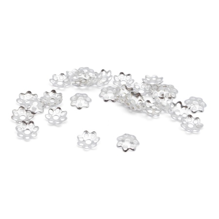 Шапочка декоративная FIN0636, 6мм, 30шт/упак (серебро)