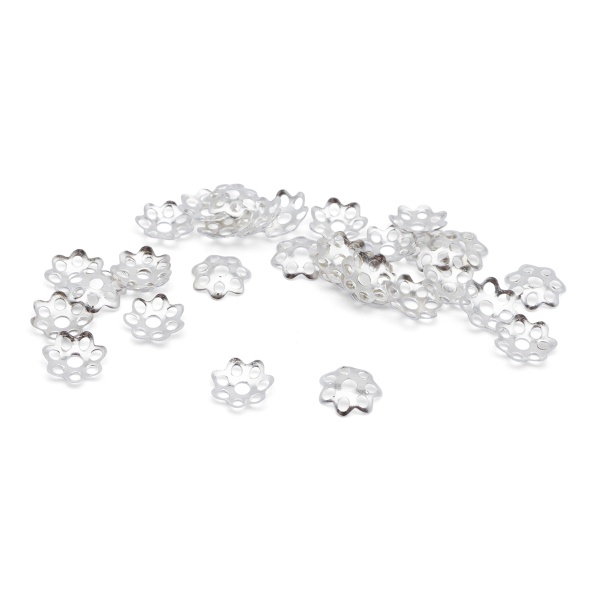 Шапочка декоративная FIN0636, 6мм, 30шт/упак (серебро)