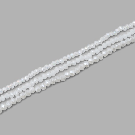 Бусины стеклянные на нитке, граненые, рондели, 3 нити длиной 38(+/-1)см микс 2.3.4мм, Astra&Craft (36АВ белый воск АВ)