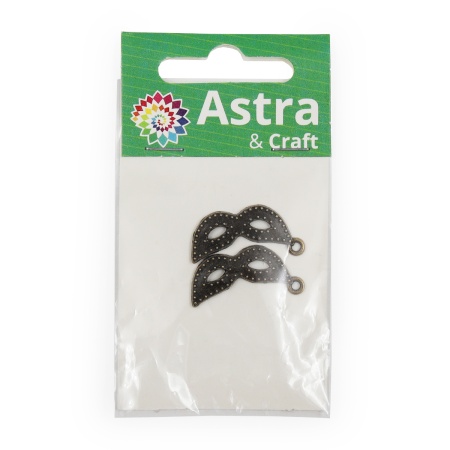 4AR066 Подвеска металлическая карнавальная маска,2шт/упак, Astra&Craft