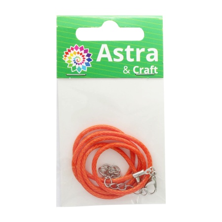 4AR343 Шнур вощеный с замком, 2мм, 45см. Astra&Craft (65 оранжевый)