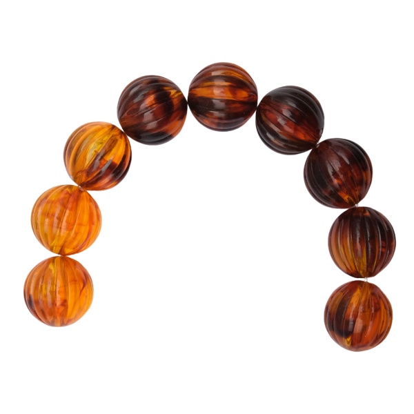 4392 Бусины пластиковые, 'янтарь', с поперечными бороздками круглые, 12мм, 20гр, Astra&Craft