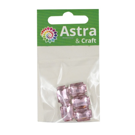 ПЦ005НН1014 Хрустальные стразы в цапах прямоугольные (серебро) светло-розовый 10*14мм, 5шт/упак Astra&Craft