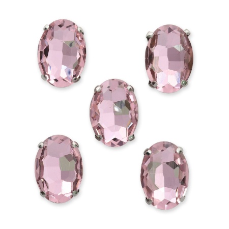 ОЦ007НН1014 Хрустальные стразы в цапах овальной формы, розовый 10х14 мм, 5 шт.