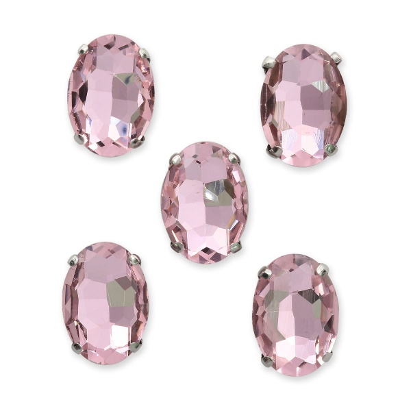 ОЦ007НН1014 Хрустальные стразы в цапах овальной формы, розовый 10х14 мм, 5 шт.