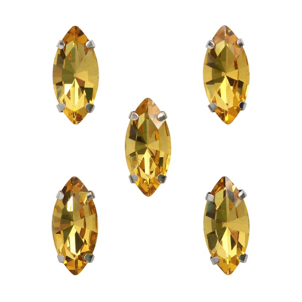 МЦ004НН715 Хрустальные стразы в цапах формы 'миндаль', желтый 7х15 мм, 5 шт.
