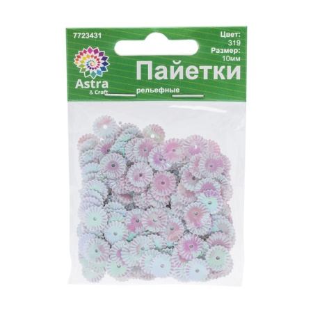 Пайетки рельефные 10мм, Astra&Craft 10г (319 св.-розовый перламутр)