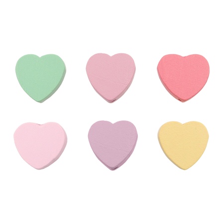 4AR405 Бусины деревянные, цветной микс, сердечки, 15гр, 15шт/упак, Astra&Craft (светлый микс)