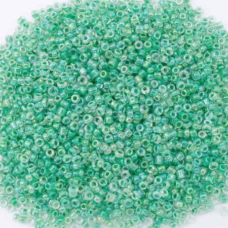 Бисер, (стекло), 11/0, упак./20 гр., Astra&Craft (212 зелёный/прозр.с цвет.центром (радужный))