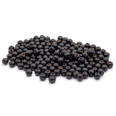 Бусины деревянные,натуральные, круглые, 10мм, 50гр, 160(+/-5)шт/упак, Astra&Craft (черный)