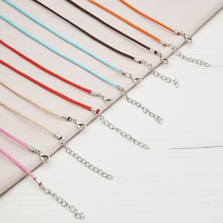 Набор вощеных шнурков для кулонов и подвесок с замком 45см, d-2мм, 6шт, сине-оранжевый, Astra&Craft