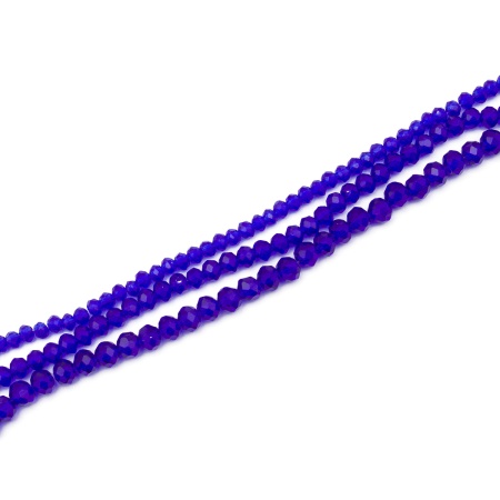 Бусины стеклянные на нитке, граненые, рондели, 3 нити длиной 38(+/-1)см микс 2.3.4мм, Astra&Craft (10 синий)