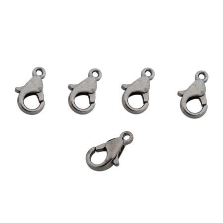 4AR233 Замок для бус карабин 10мм, 5шт/упак, Astra&Craft (Черный никель)