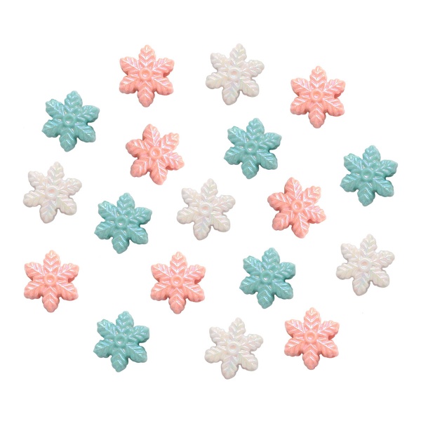 7063 Бусины пластиковые, ассорти, снежинки, 13*6мм, 15гр., Astra&Craft