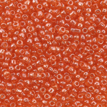 Бисер, (стекло), 11/0, упак./20 гр., Astra&Craft (109В т.оранжевый/прозрачный, глянцевый)