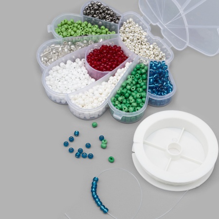 Набор Бисера 6/0, 9 цветов с контейнером и нитью, Astra&Craft