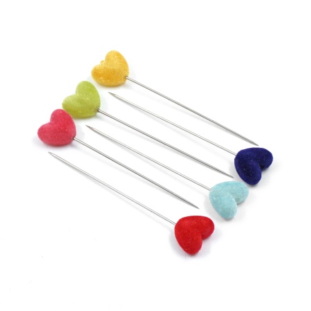 H17-L1378 Булавки для квилтинга с цветными сердечками, 6 шт/упак, Astra&Craft