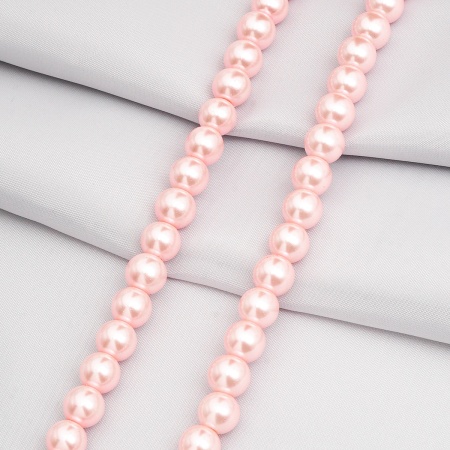 Бусины стеклянные на нитке, 8 мм, длина 40 см, Astra&Craft (SB-10 светло-розовый)