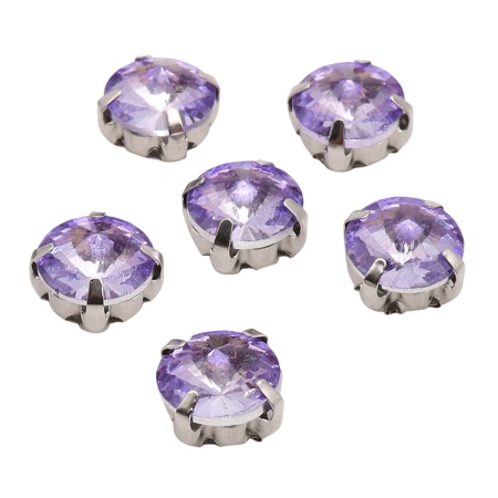 РЦ011НН8 Хрустальные стразы в цапах круглой формы, сиреневый 8 мм, 10 шт. Astra&Craft