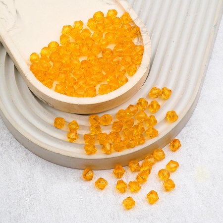 2017 Бусины пластиковые, акрил, прозрач. в цвете, граненый биконус, 8мм, 25гр, Astra&Craft (49 оранжевый)