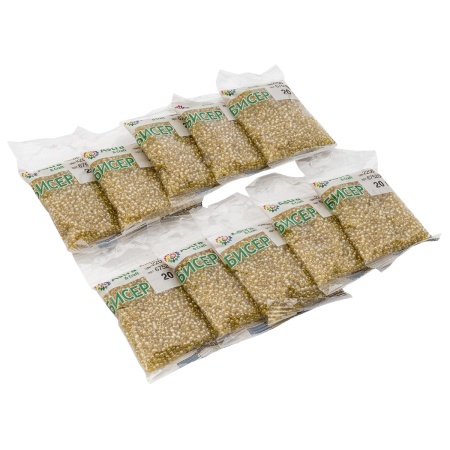 Бисер, (стекло), 11/0, упак./20 гр., Astra&Craft (2206 св.бежевый/прозр.с цвет.центром(глянцевый))